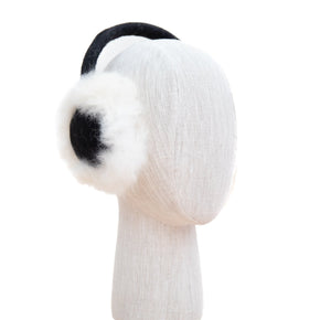 alpaca fur earmuffs on a mannequin with white background