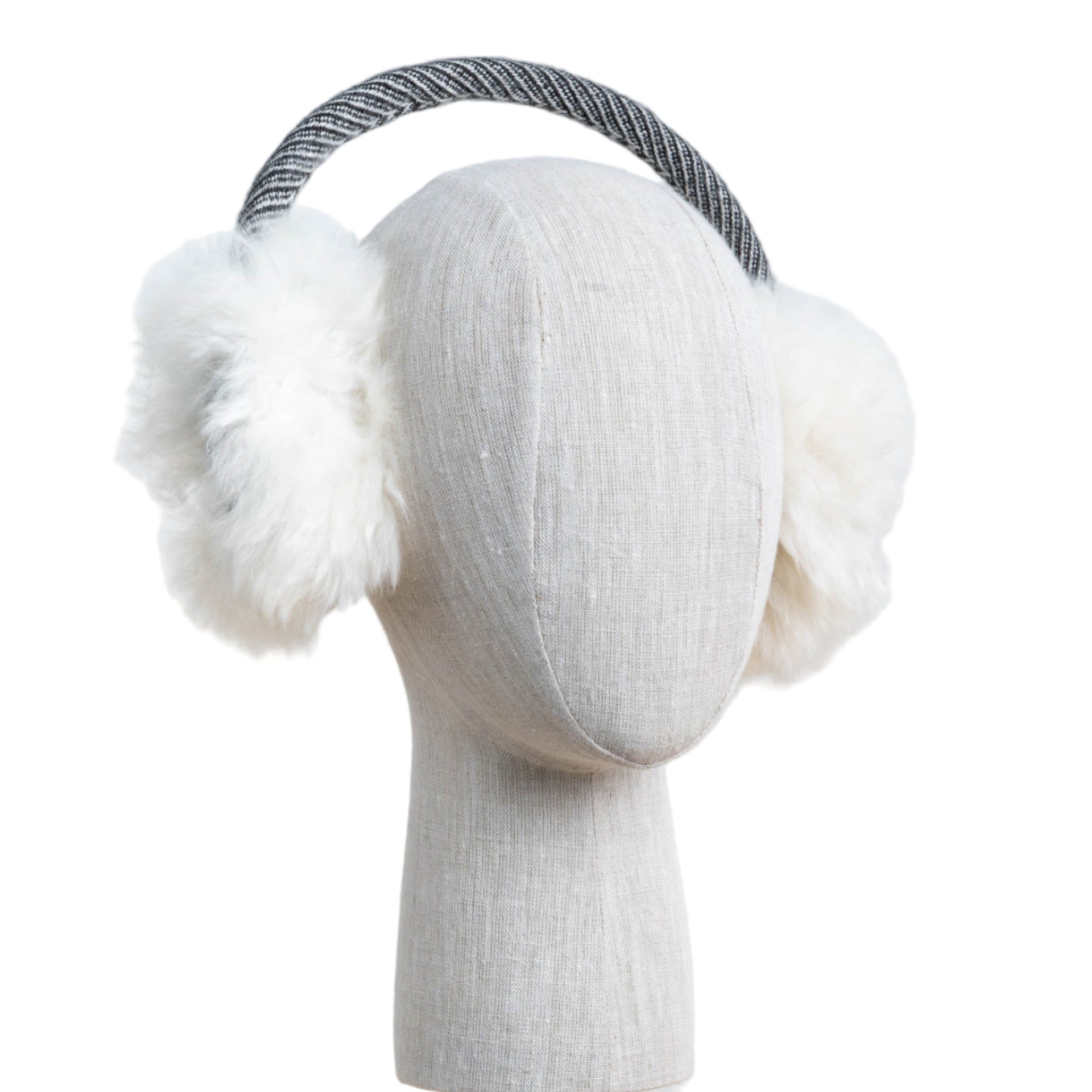 Cozy Black and White Fuzzy Ear Muffs 75336 - FAUX FUR EARMUFF | Grand Sierra Gloves main image 2