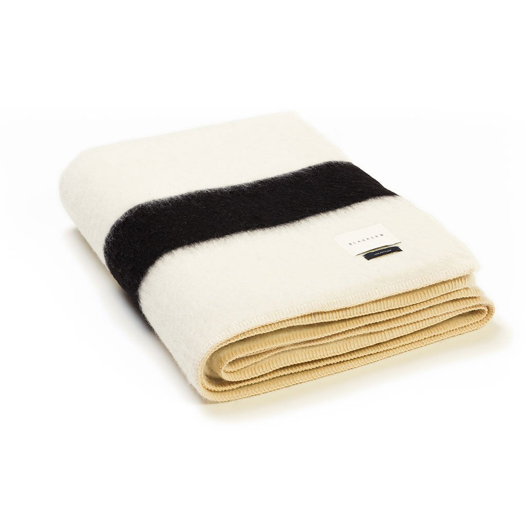 Siempre Recycled Alpaca Blanket - Ivory/Black Stripe
