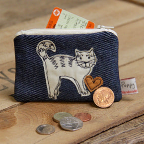 Cat Embroidered Small Useful Purse