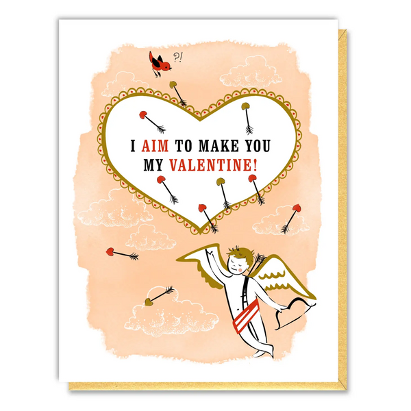 'Cupid Takes Aim' Valentine Card