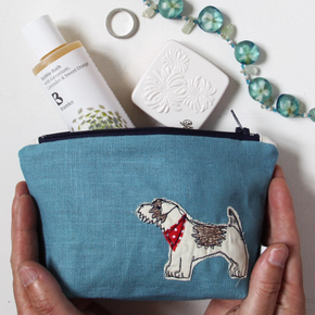 Little Dog Embroidered Small Makeup Bag