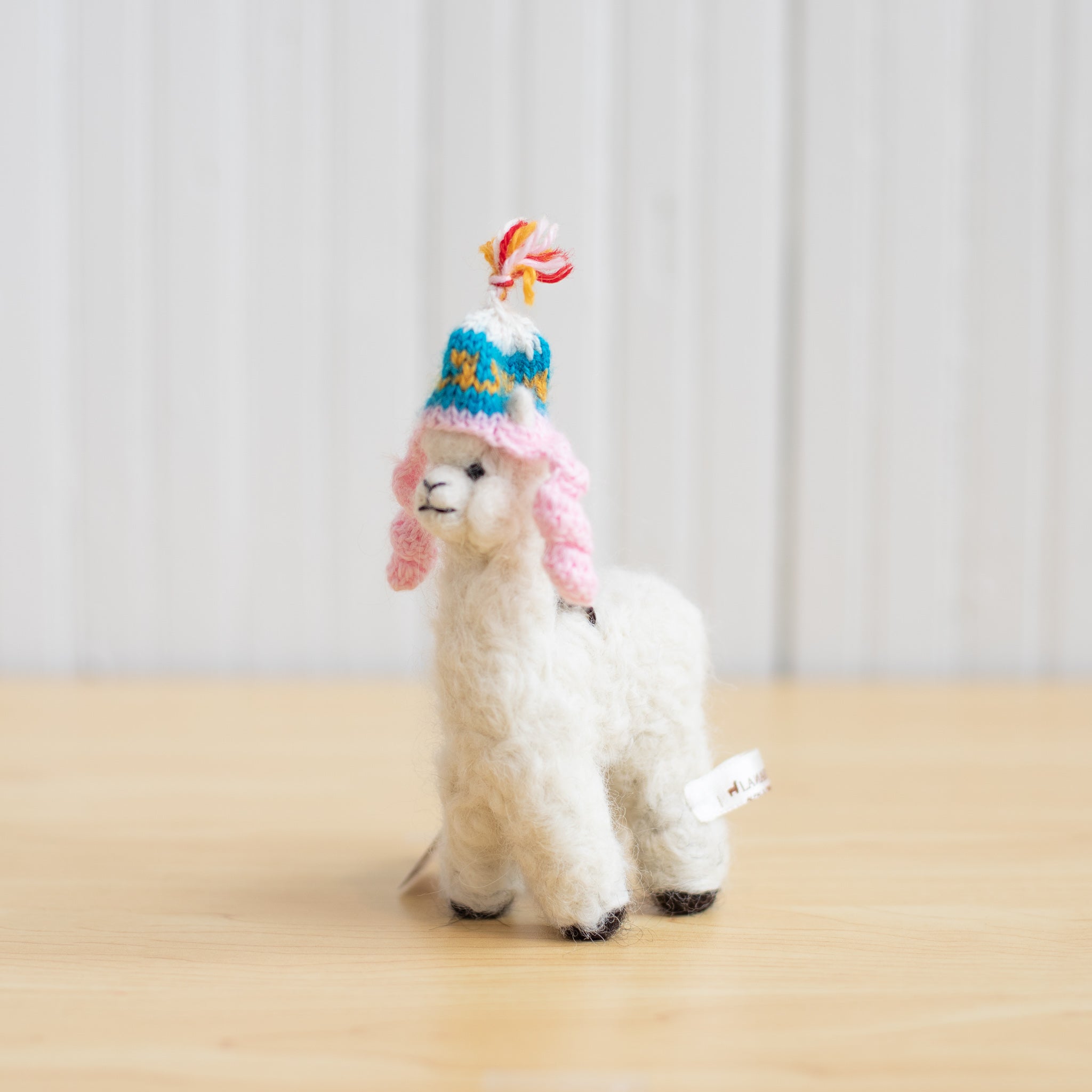 Felted Alpaca Cria with Hat