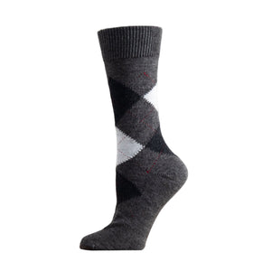 Gray argyle sock on a white background