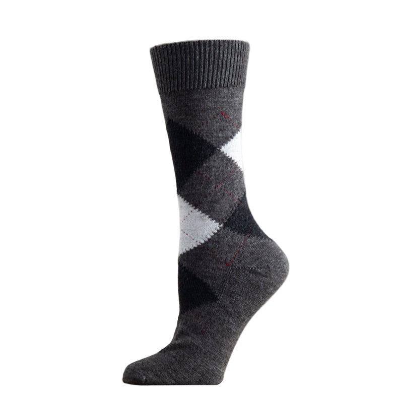 Gray argyle sock on a white background