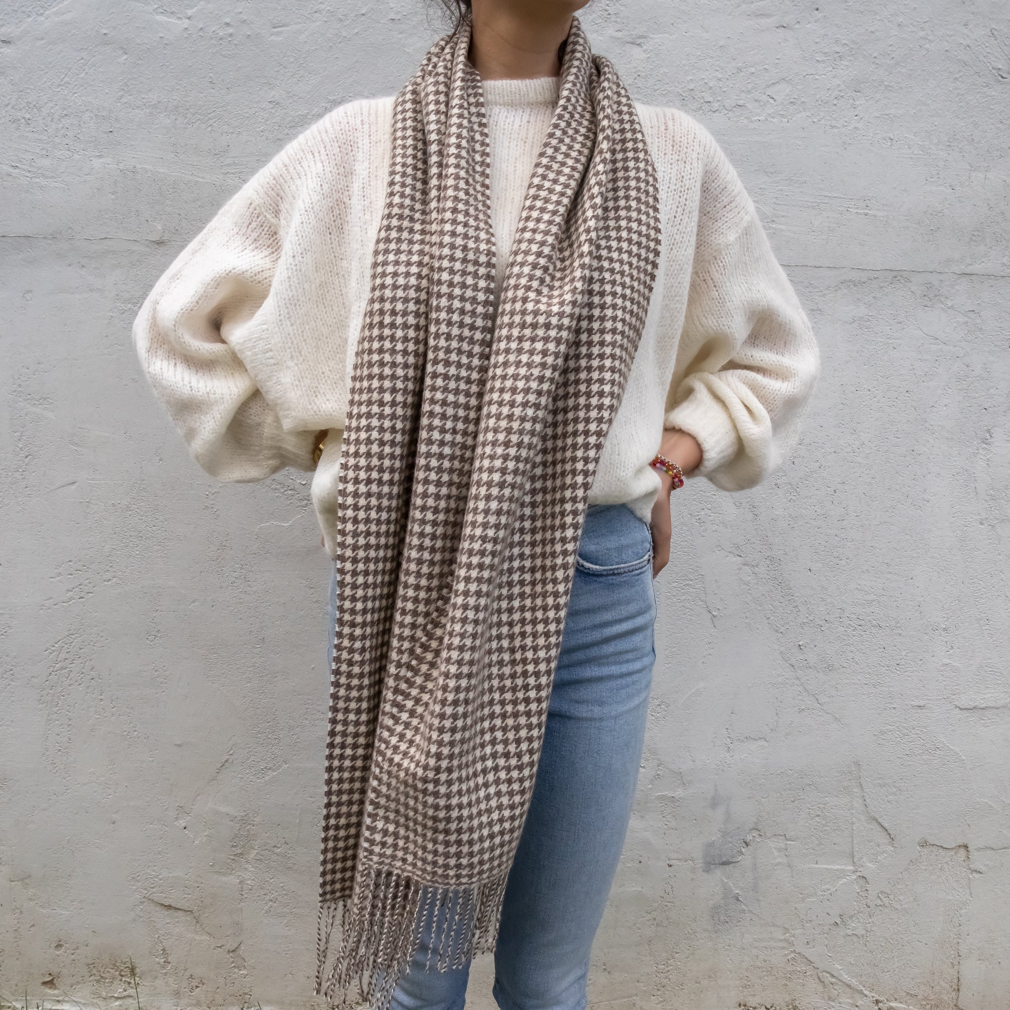 Houndstooth Baby Alpaca Scarf