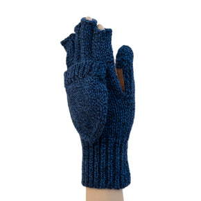 Blue knitted glove on a white background