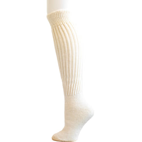 Beige knee-high sock on a white background