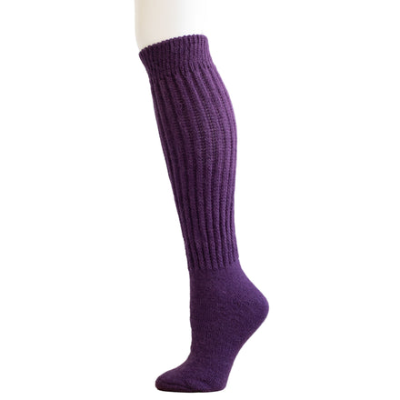 Purple knee-high sock on a white background