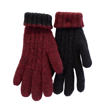 Pair of red and black gloves on a white background