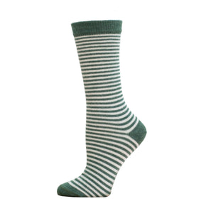 Green striped samantha holmes alpaca socks.