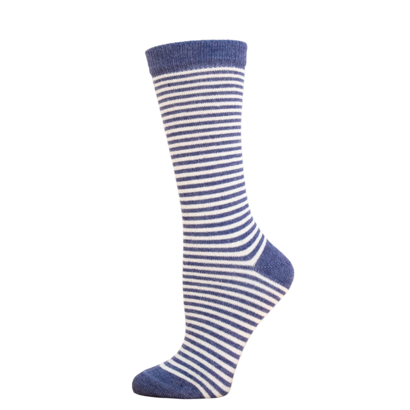 Blue striped alpaca socks.
