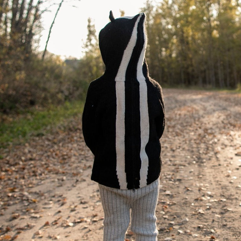 Oeuf Skunk Hooded Sweater in Black